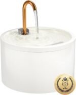 Ceramic Cat Fountain, Drinking Fountain for Cats, 2.1 L, Quiet Water Dispenser Cats, Hygienic Pet Fountain with Filter System, for Multi-Cat Households, Easy to Clean, White
