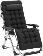 Zero Gravity Reclining Chair for Outdoors with Cup Holder Extra Wide Adjustable Deck Chair for Patio Garden Beach Pool with Cushion Support 200 kg - Image 6