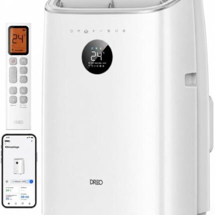 Mobile Air Conditioner, 7,500 BTU Mobile Air Conditioner for Bedroom & Office, 3-in-1 Cooling/Ventilation/Dehumidification, App/Voice Control/Remote Control, Drainage-Free, Window Set, 2.5L/h [Energy Class A]