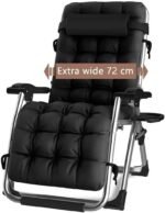 Zero Gravity Reclining Chair for Outdoors with Cup Holder Extra Wide Adjustable Deck Chair for Patio Garden Beach Pool with Cushion Support 200 kg - Image 5