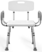 Indoor Shower Stool with Armrests and Backrest - Shower Stool for Bathtubs, Height Adjustable Safety Shower Stool for Seniors, Adults and Disabled Persons