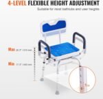 Shower Swivel Chair, 360 Degrees, 565 x 530 x 835 mm Adjustable Shower Seat with Armrests and Backrest for Indoor Shower or Bathtub, Non-Slip Rotating Bath Chair for Elderly, Disabled Injured - Imagen 2