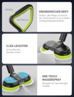 Electric Mop Floor Mop Electric Wireless with Spray Function Battery Mop Polishing Machine 300 ml Water Tank LED Lighting Double Rotation Mop for Wiping and Polishing – Bild 2