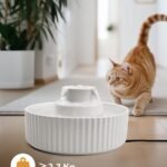Ceramic Cat Fountain, 2.1 L Drinking Fountain, Water Fountain for Cats, Cats Water Dispenser with 1 Filter and Foam and 1 Ultra Quiet Pump, White