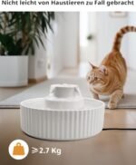 Ceramic Cat Fountain, 2.1 L Drinking Fountain, Water Fountain for Cats, Cats Water Dispenser with 1 Filter and Foam and 1 Ultra Quiet Pump, White