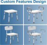 Indoor Shower Stool with Armrests and Backrest - Shower Stool for Bathtubs, Height Adjustable Safety Shower Stool for Seniors, Adults and Disabled Persons - Imagen 4