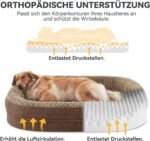 Pawk Orthopaedic Dog Bed for Large Dogs, 122 x 89 cm, Four-Sided Neckroll Dog Bed, Orthopaedic, Memory Foam Dog Beds, XXL, Waterproof, Non-Slip, Dog Couch with High Edge, Outdoor, Brown - Imagen 9