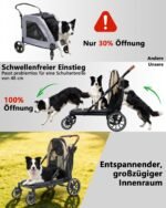Dog Pram One Button Folding Dog Buggy up to 50 kg Dog Pram Large Dog Buggy for 2 Large Dogs 360° Wear-resistant Rubber Wheels Mesh Windows | Ein-Taste-Zusammenklappung, 360° Verschleißfeste Gummiräder, Netzfenstern, Hundebuggy – Image 3