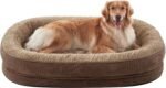 Pawk Orthopaedic Dog Bed for Large Dogs, 122 x 89 cm, Four-Sided Neckroll Dog Bed, Orthopaedic, Memory Foam Dog Beds, XXL, Waterproof, Non-Slip, Dog Couch with High Edge, Outdoor, Brown