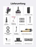 U20 Mop Vacuum Cleaner with Mop Function, 60 KPa 60 Mins Battery Vacuum Cleaner Wireless with Removable Tank, 65 cm Flexible Bending Joint, Anti-Tangle, 7 Layer Filter for Carpets Pet Hair - Imagen 8