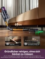U20 Mop Vacuum Cleaner with Mop Function, 60 KPa 60 Mins Battery Vacuum Cleaner Wireless with Removable Tank, 65 cm Flexible Bending Joint, Anti-Tangle, 7 Layer Filter for Carpets Pet Hair - Imagen 3