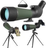 Spotting Scope with Tripod Smartphone Adapter, 20-60 x 80 HD FMC IPX7 Waterproof Carry Case, 25 mm Large Eyepiece Spotting Scope for Bird Watching Sports Shooters Wildlife Scenery - Imagen 2