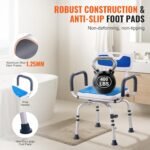 Shower Swivel Chair, 360 Degrees, 565 x 530 x 835 mm Adjustable Shower Seat with Armrests and Backrest for Indoor Shower or Bathtub, Non-Slip Rotating Bath Chair for Elderly, Disabled Injured - Imagen 6
