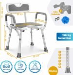Shower Stool with Backrest for Seniors and Pregnant Women Shower Seat Bathroom Stool 150 kg Load Capacity 6 Levels 38-54 cm Height Adjustable Shower Aid Shower Chair - Imagen 5