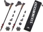 Premium Carbon Nordic Walking Poles Adjustable with Telescopic Rod and Clamp Closure with Extra Rubber Buffer and Carry Bag